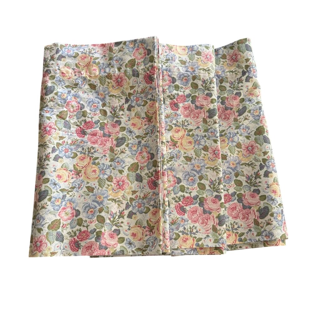 Laura Ashley Sycamore Quartet Pink Floral Window Blouson Valances Set 3 15x86"